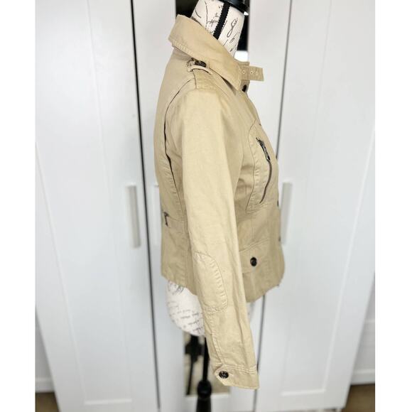 Martin and Osa Khaki Linen Blend Casual Military Style Utility Jacket Size 2 - Picture 5 of 14